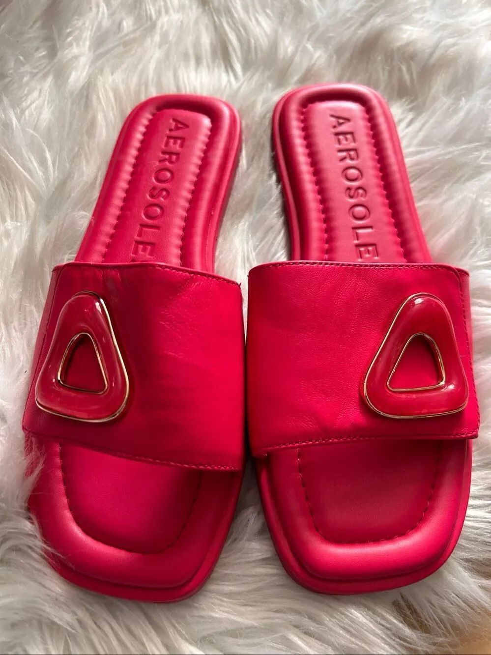 Aerosoles Blaire Women's Leather Flat Sandals size 8.5 pink comfy and stylish